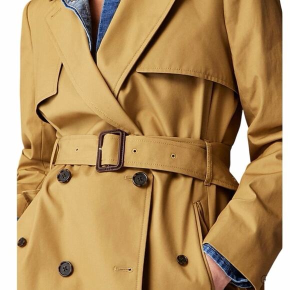 NWT J. Crew Women 8 Cropped Icon Trench Coat Honey Brown Tan Camel Belted Jacket - Picture 3 of 17